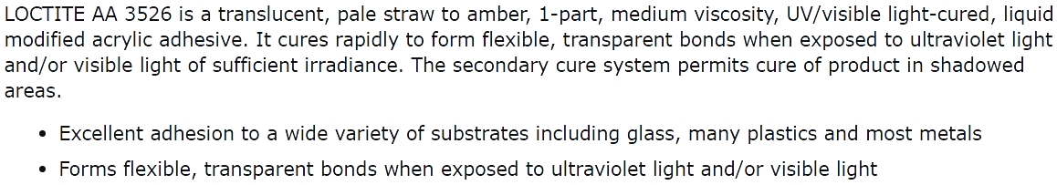 דבק UV לוקטייט LOCTITE 3526